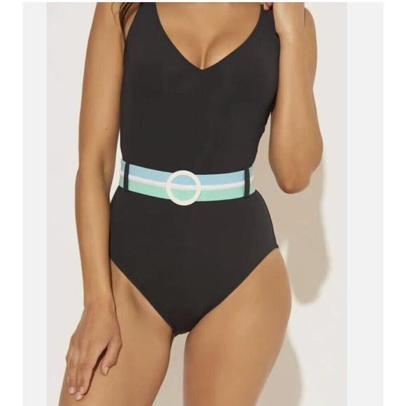 Bleu Rod Beattie Other - Bleu Rod Beattie Belted Black Tank One Piece Swimsuit Black 12 NWT